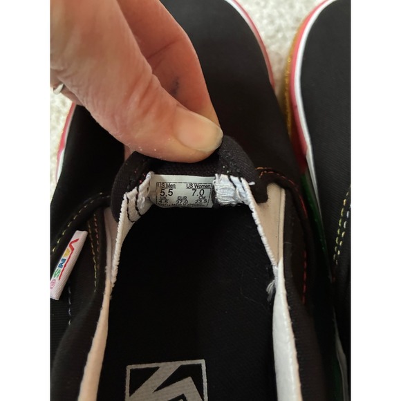 EUC Vans Classic Slip On Women 7 Rainbow Stacked Glitter Heel Pride Maximalist - Picture 9 of 10